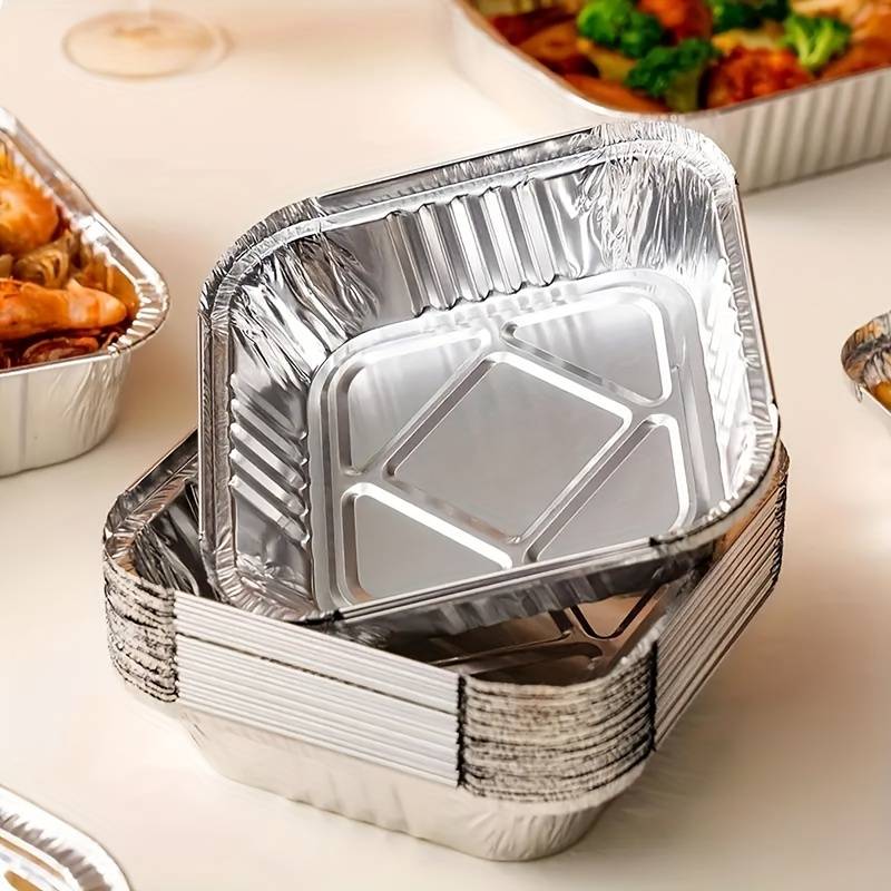 Set Of 10 Aluminum Foil Plates, Disposable Aluminum Frying Container, Kitchen Oil Absorbing Paper Container, Multipurpose Tin Foil Pad Set Of 10 Aluminum Foil Plates, Disposable Aluminum Frying Container, Kitchen Oil Absorbing Paper Container, Multipurpose Tin Foil Pad